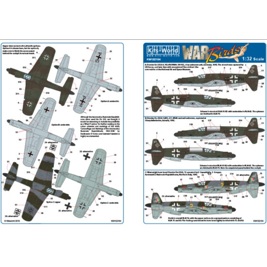 Kits World Kw132104 1/32 Decal For Dornier Do 335b-2 Pfeil Hk Model Kit
