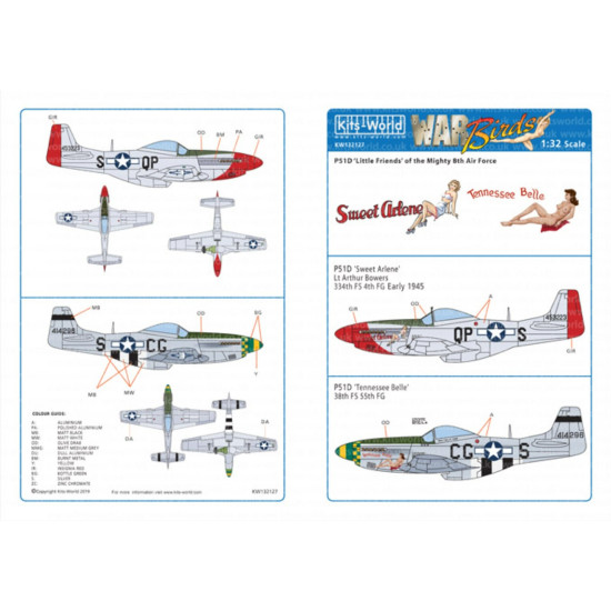 Kits World Kw132127 1/32 Decal For P-51d Mustang 44-53223/44-14296