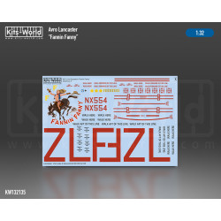 Kits World Kw132135 1/32 Avro Lancaster Bomber B.mk.i Fannin Fanny Nx554 Zl-f