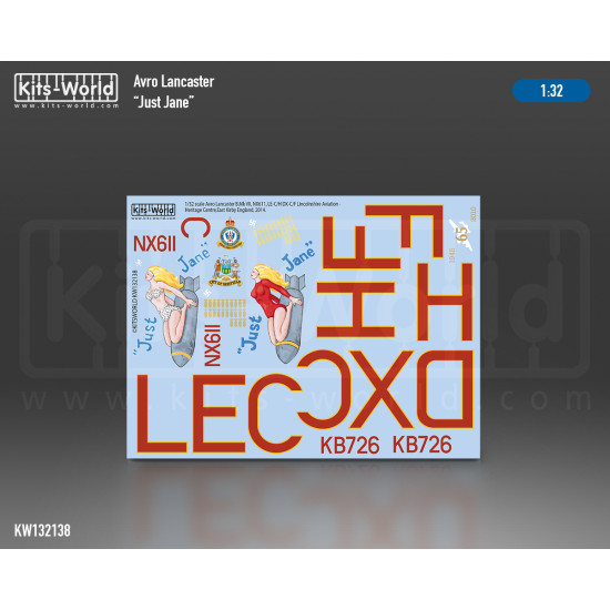 Kits World Kw132138 1/32 Decal For Avro Lancaster Bomber B Mk.vii Nx611