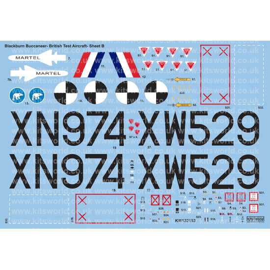 Kits World Kw132152 1/32 Decal For Blackburn Buccaneers S. Mk 2 Mk 2a Mk 2b