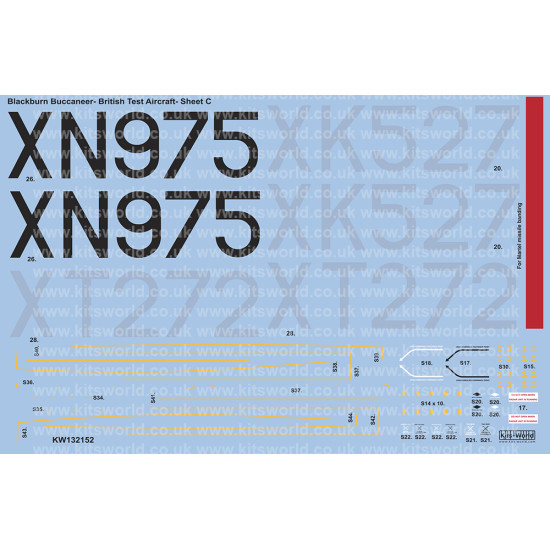 Kits World Kw132152 1/32 Decal For Blackburn Buccaneers S. Mk 2 Mk 2a Mk 2b