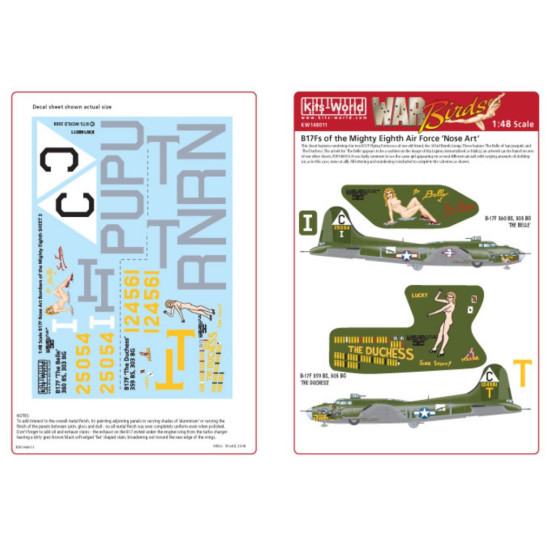 Kits World Kw148011 1/48 Decal Boeing B-17f Flying Fortress Accessories Kit