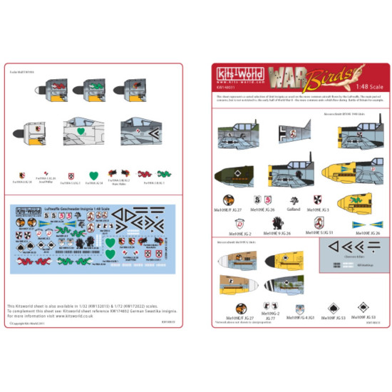 Kits World Kw148031 1/48 Decal For Luftwaffe Geschwader Insignia