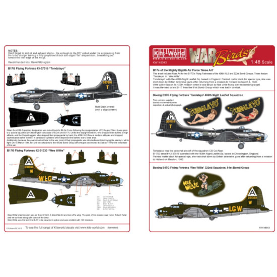 Kits World Kw148043 1/48 Decal For Boeing B-17g Flying Fortress 43-37516/31333 Kits World Kw148043 1/48 Decal For Boeing B-17g Flying Fortress 43-37516/31333