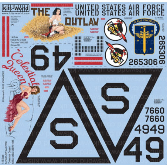 Kits World Kw148082 1/48 B-29 Super Fortress B-29-25-mo 42-65306 The Outlaw