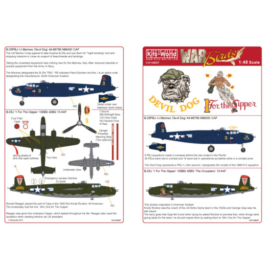 Kits World Kw148097 1/48 Decal For B-2h Mitchell B-25h-5 43-4573 Power House