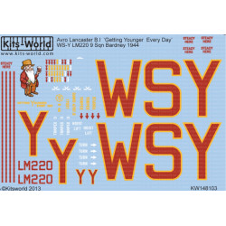 Kits World Kw148103 1/48 Decal For Avro Lancaster B.i Getting Younger Every Day