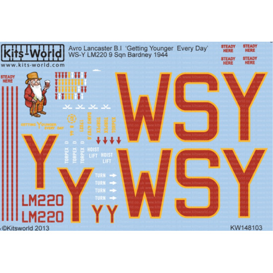 Kits World Kw148103 1/48 Decal For Avro Lancaster B.i Getting Younger Every Day