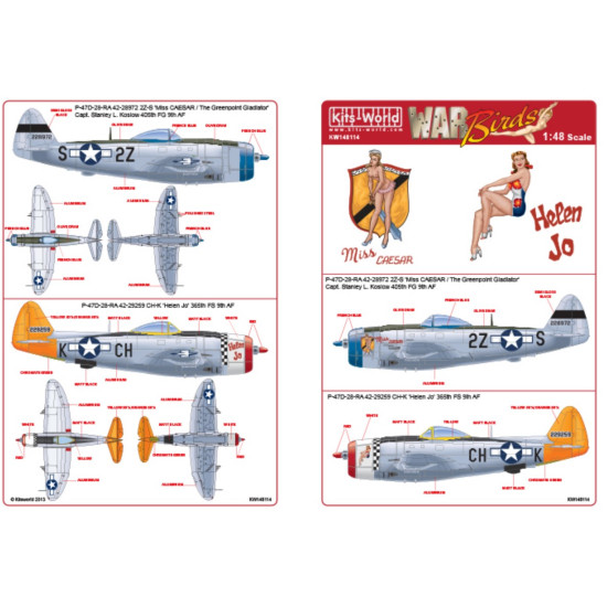 Kits World Kw148114 1/48 Decal For P-47d Thunderbolts Bubbletop