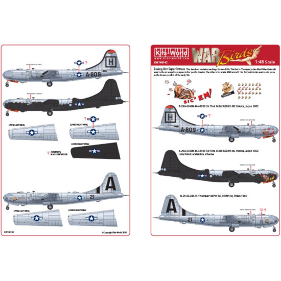 Kits World Kw148142 1/48 Decal For B-29 Superfortress Thumper