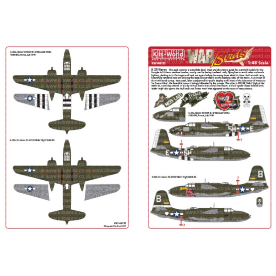 Kits World Kw148155 1/48 Decal For Douglas A-20 Havocs Accessories For Aircraft