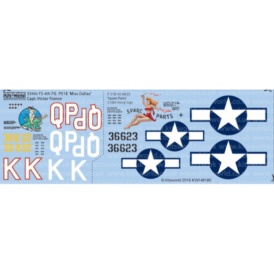 Kits World Kw148180 1/48 Decal P-51b Mustangs Accessories For Aircraft