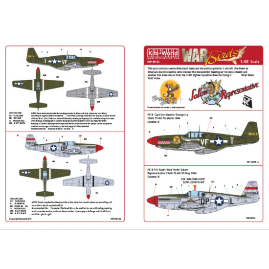 Kits World Kw148182 1/48 Decal P-51b North American Mustang 43-6913 Vf-t