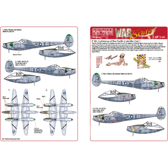 Kits World Kw148206 1/48 Decal For P 38l Of The Pacific Late War Set 1 Kits World Kw148206 1/48 Decal For P 38l Of The Pacific Late War Set 1