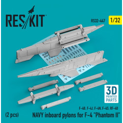 Reskit Rs32-0447 1/32 Navy Inboard Pylons For F 4 Phantom Ii 2 Pcs F 4b F 4j F 4n F 4s Rf 4b 3d Printed