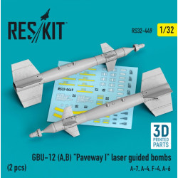 Reskit Rs32-0449 1/32 Gbu 12 A B Paveway I Laser Guided Bombs 2 Pcs A7 A4 F4 A6 3d Printed