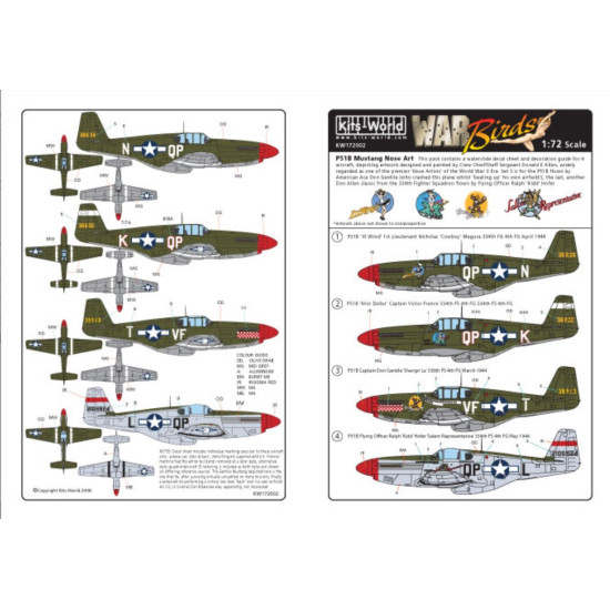 Kits World Kw172002 1/72 Decal For American Nose Art P51b Mustang
