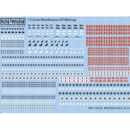 Kits World Kw172016 1/72 Miscellaneous Kill Markings Multi Scale Decal Sheet