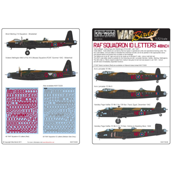 Kits World Kw172026 1/72 Decal 48 Inch Code Letters Dull Red Accesories Kit