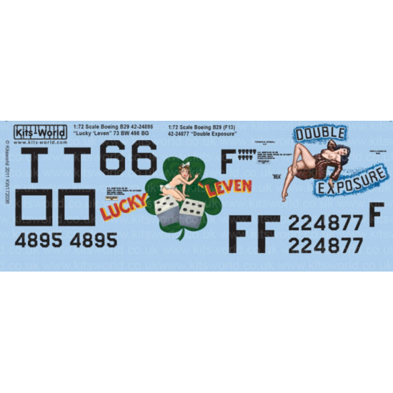 Kits World Kw172036 1/72 Decal For B-29 Superfortress 42-24895 Lucky Leven