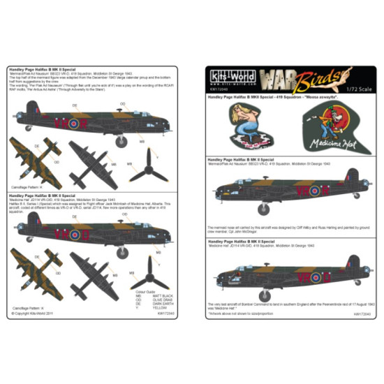 Kits World Kw172040 1/72 Decal For Handley Page Halifax B Mkii Accessories Kit