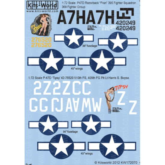 Kits World Kw172070 1/72 Decal For P-47 Thunderbolts Accessories For Aircraft