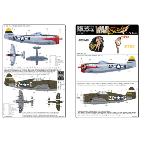 Kits World Kw172070 1/72 Decal For P-47 Thunderbolts Accessories For Aircraft