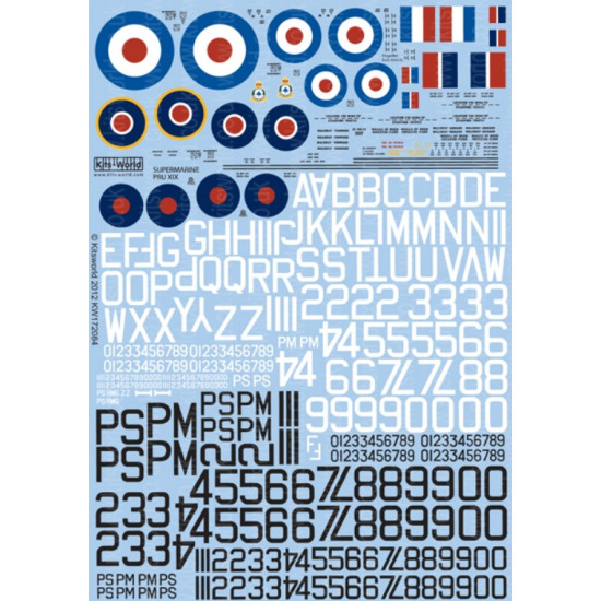 Kits World Kw172084 1/72 Decal For Supermarine Spitfire Mk Xix Accessories For Aircraft