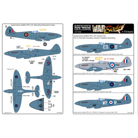 Kits World Kw172084 1/72 Decal For Supermarine Spitfire Mk Xix Accessories For Aircraft