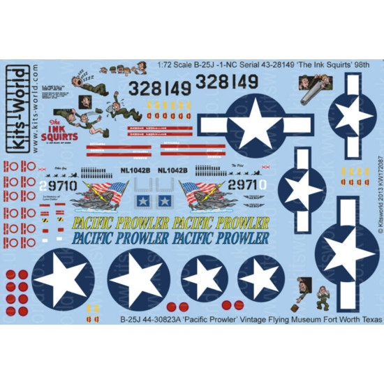 Kits World Kw172087 1/72 Decal For B-25 Mitchell The Ink Squirts Accessories Kit Kits World Kw172087 1/72 Decal For B-25 Mitchell The Ink Squirts Accessories Kit