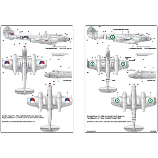 Kits World Kw172098 1/72 Decal For Gloster Meteor Mk.iv F4 Accessories For Aircraft