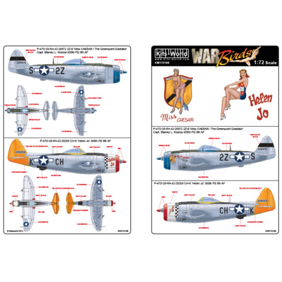 Kits World Kw172106 1/72 Decal For P-47d Thunderbolts Bubbletop Accessories Kit