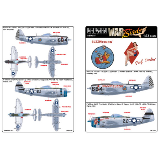 Kits World Kw172107 1/72 Decal For P-47d Thunderbolts Bubbletop Accessories Kit
