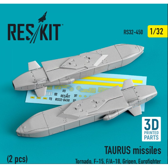 Reskit Rs32-0450 1/32 Taurus Missiles 2 Pcs Tornado F15 Fa18 Gripen Eurofighter 3d Printed