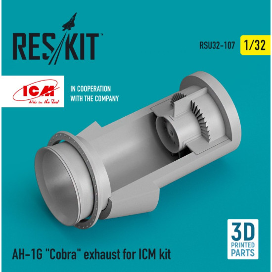 Reskit Rsu32-0107 1/32 Ah1g Cobra Exhaust For Icm Kit 3d Printed