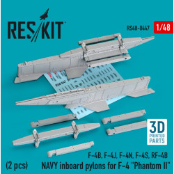 Reskit Rs48-0447 1/48 Navy Inboard Pylons For F4 Phantom Ii 2 Pcs F4b F4j F4n F4s Rf4b 3d Printed