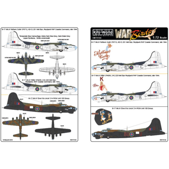 Kits World Kw172134 1/72 Decal For Boeing B-17 Mkiiis Accessories For Aircraft Kits World Kw172134 1/72 Decal For Boeing B-17 Mkiiis Accessories For Aircraft