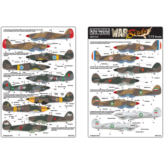 Kits World Kw172144 1/72 Decal For Hawker Hurricane- Foreign Operators Kits World Kw172144 1/72 Decal For Hawker Hurricane- Foreign Operators
