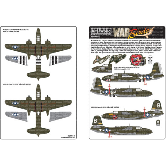 Kits World Kw172145 1/72 Decal For Douglas A-20 Havoc Accessories For Aircraft