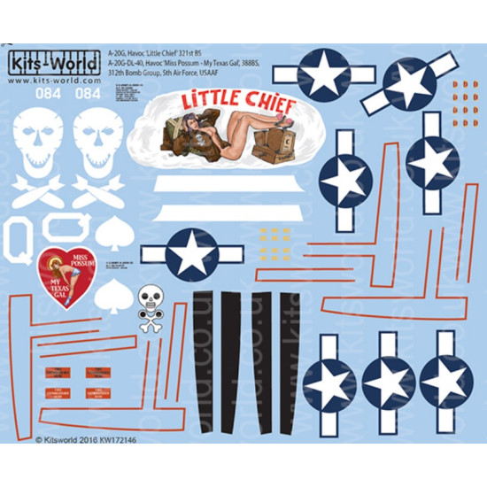 Kits World Kw172146 1/72 Decal For Douglas A-20 Havocs Accessories For Aircraft