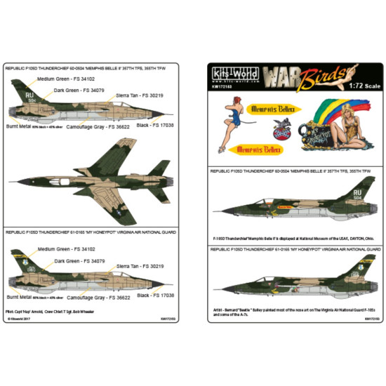 Kits World Kw172153 1/72 Decal F-105d Thunderchiefs Mig Killers Accessories Kit