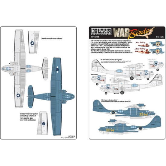 Kits World Kw172158 1/72 Decal For Pby-5a Catalina Accessories For Aircraft