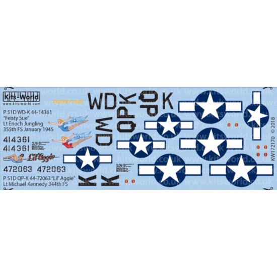 Kits World Kw172170 1/72 Decal For P-51d Mustang Feisty Sue Accessories Kit