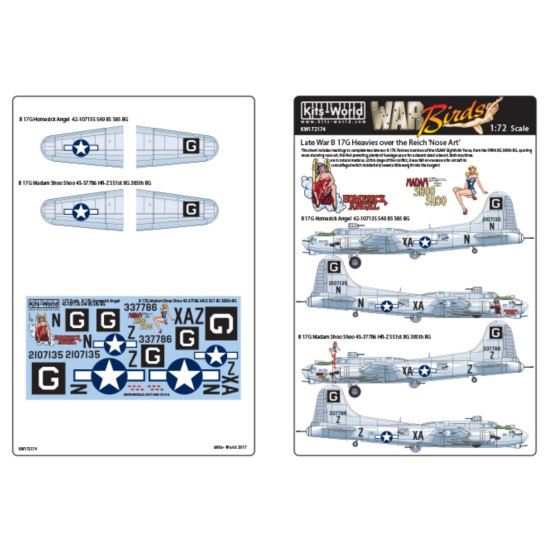 Kits World Kw172174 1/72 Decal For Boeing Flying Fortress B -17g Accessories Kit