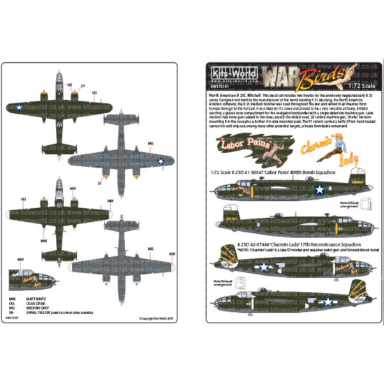 Kits World Kw172191 1/72 Decal For B-25d North American B-25 Mitchell Kits World Kw172191 1/72 Decal For B-25d North American B-25 Mitchell