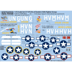 Kits World Kw172211 1/72 P 47c/D Thunderbolts Of Hub Zemkes 56th Fighter Group