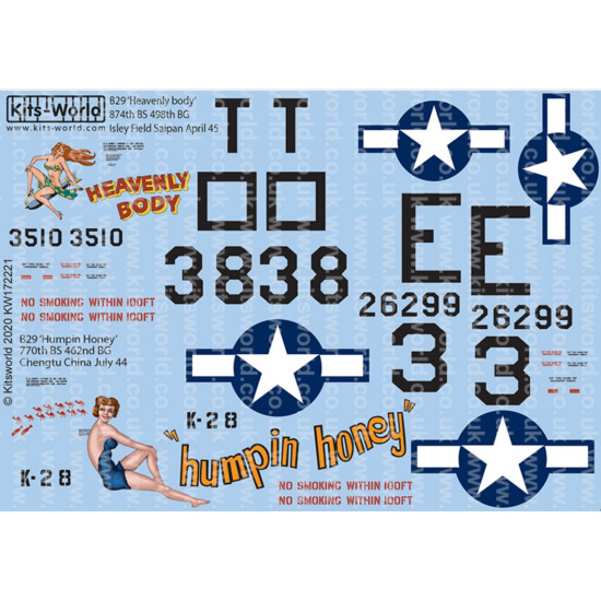 Kits World Kw172221 1/72 Decal For Boeing B-29 Superfortress Accessories Kit