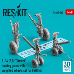 Reskit Rsu48-0262 1/48 F14 B D Tomcat Landing Gears With Weighted Wheels Set For Gwh Kit Resin 3d Printed