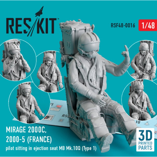 Reskit Rsf48-0016 1/48 Mirage 2000c 2000 5 France Pilot Sitting In Ejection Seat Mb Mk.10q Type 1 3d Printed